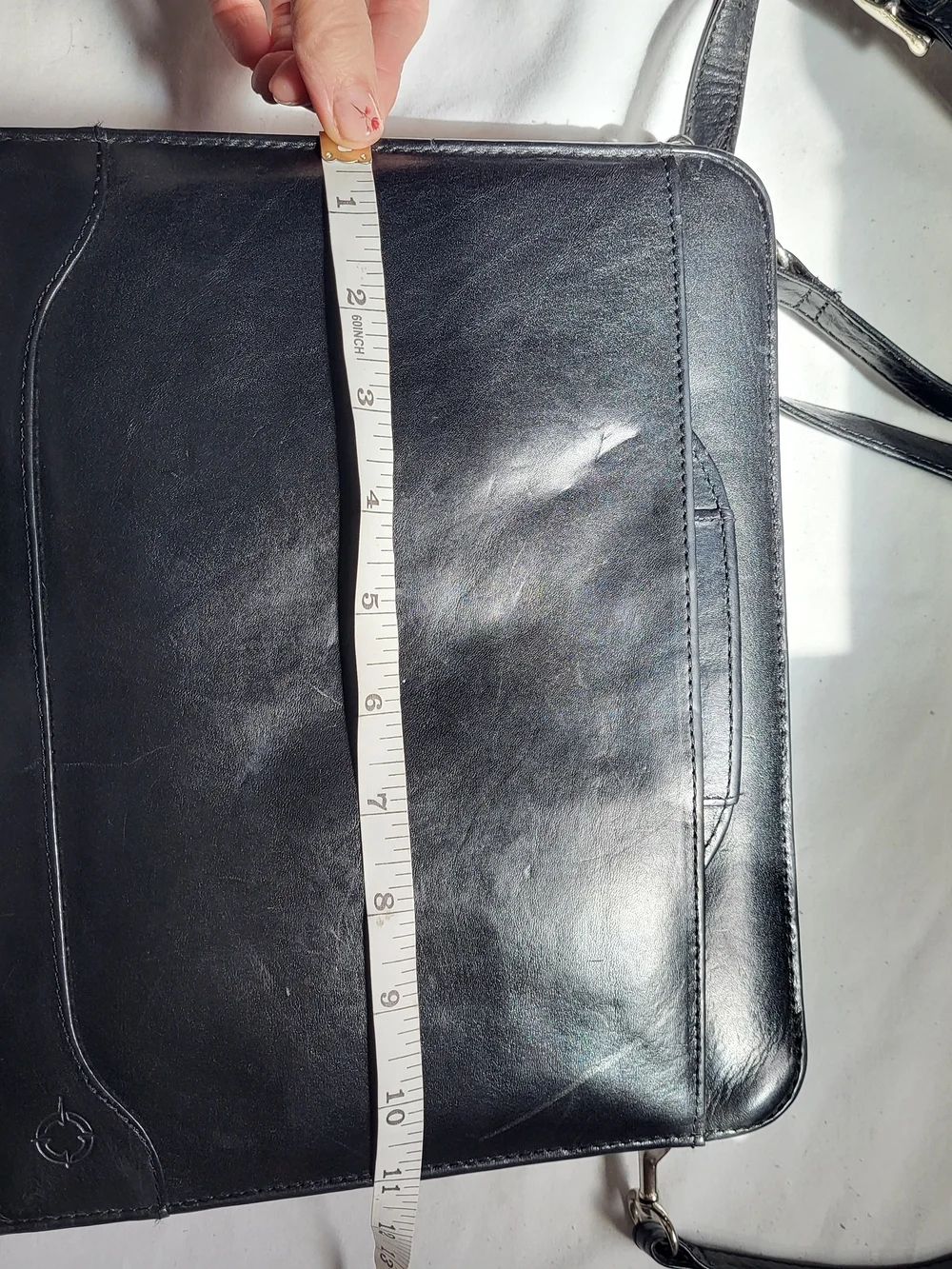 Franklin Covey Black Leather Crossbody Messenger Planner Briefcase